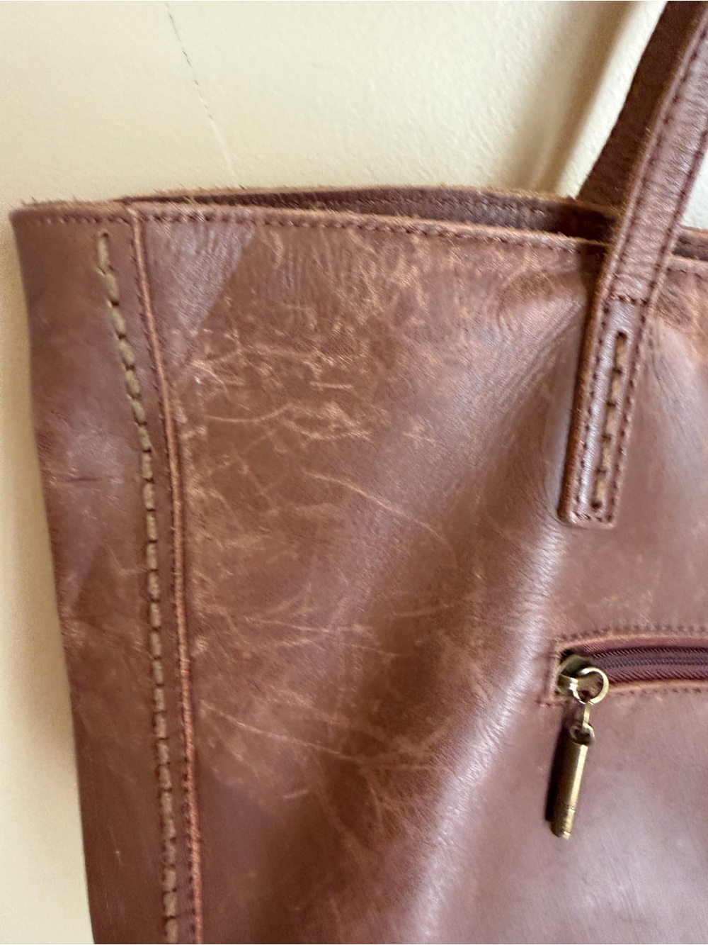 The Sak Faye Gen Tote Large Leather Brown Shoulder Bag Classic Boho Distressed - Picture 6 of 9